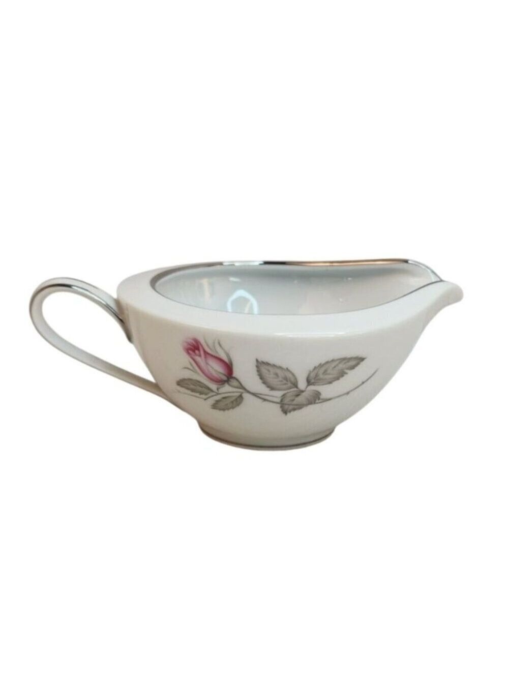 Zylstra Rose Handcrafted Fine China Creamer With Pink Rose & Silver Trim Vintage